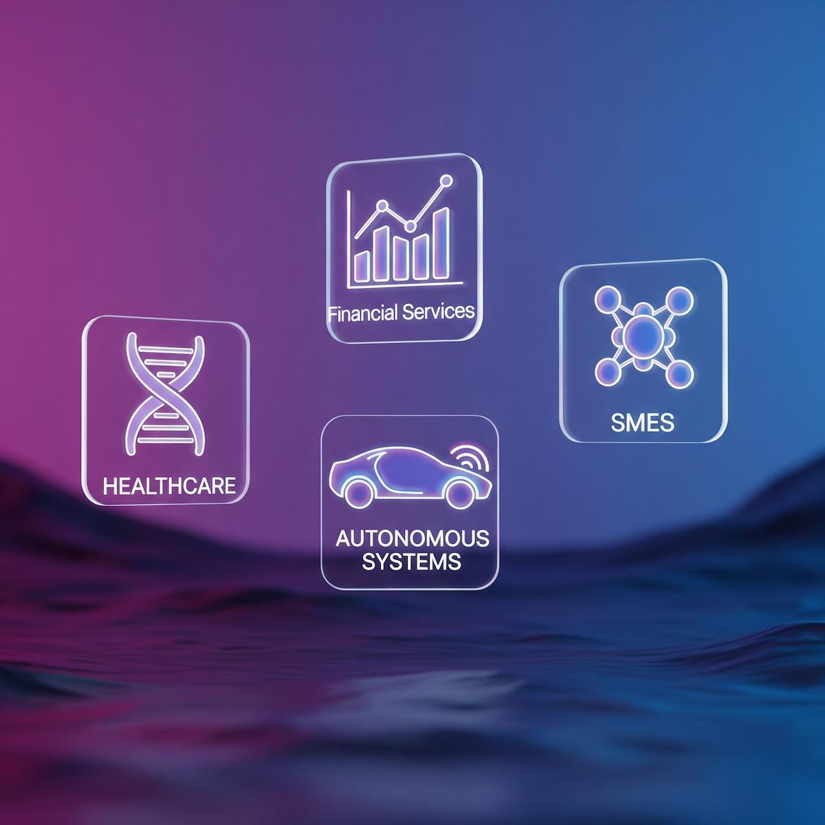 Industry icons illustrating sectors that benefit from NGNN